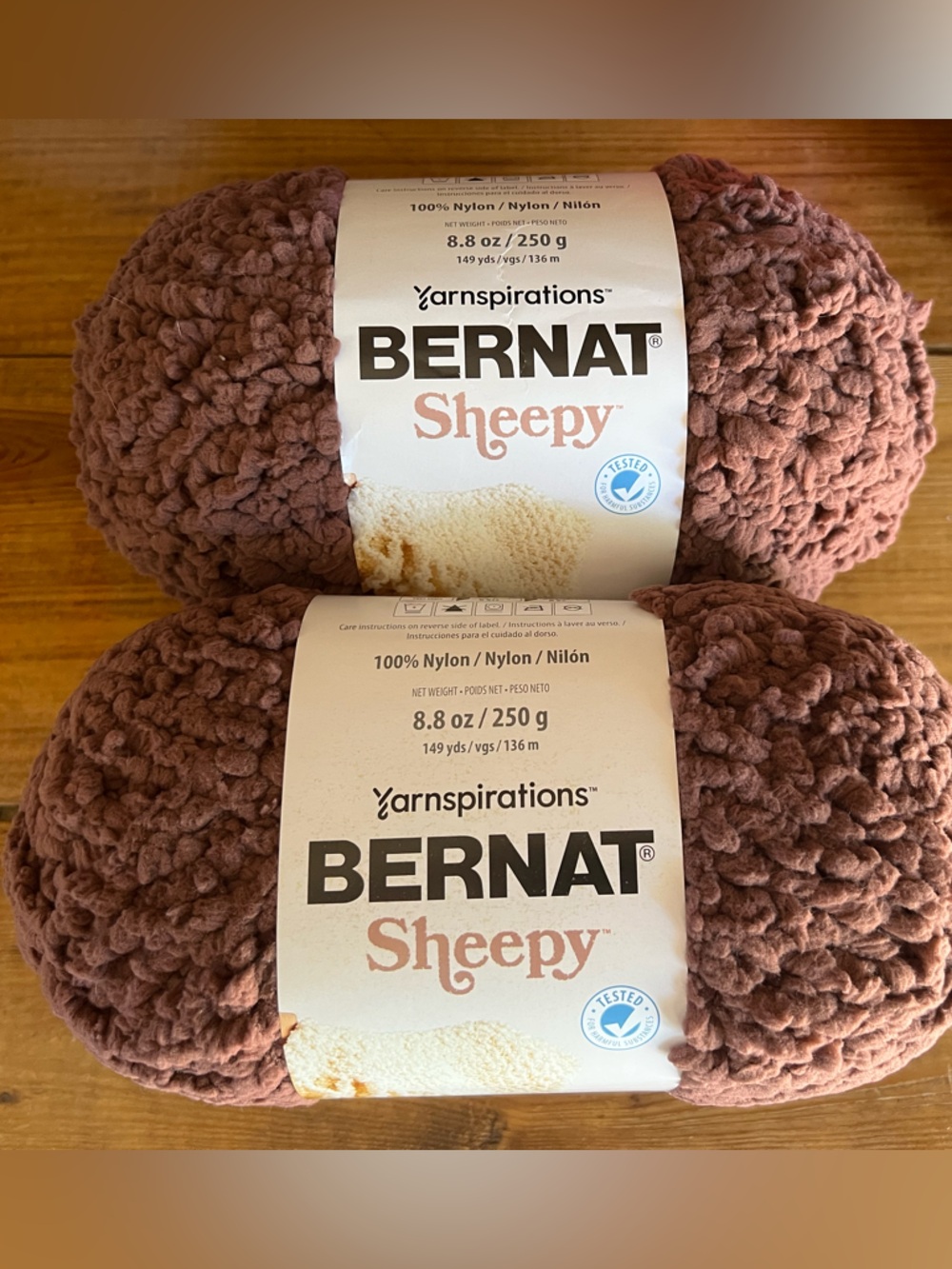 Bernat Sheepy yarnspirations brown bear color 2 skeins